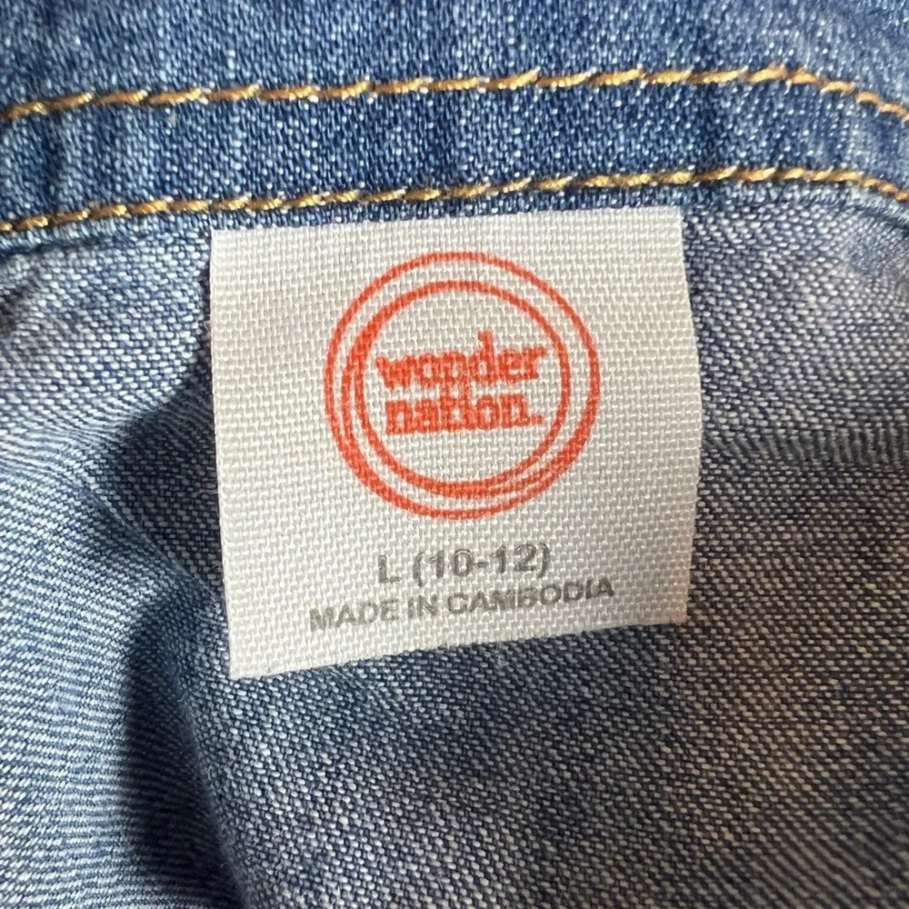 WONDER NATION girls Floral Denim Dress/size L(10-12)